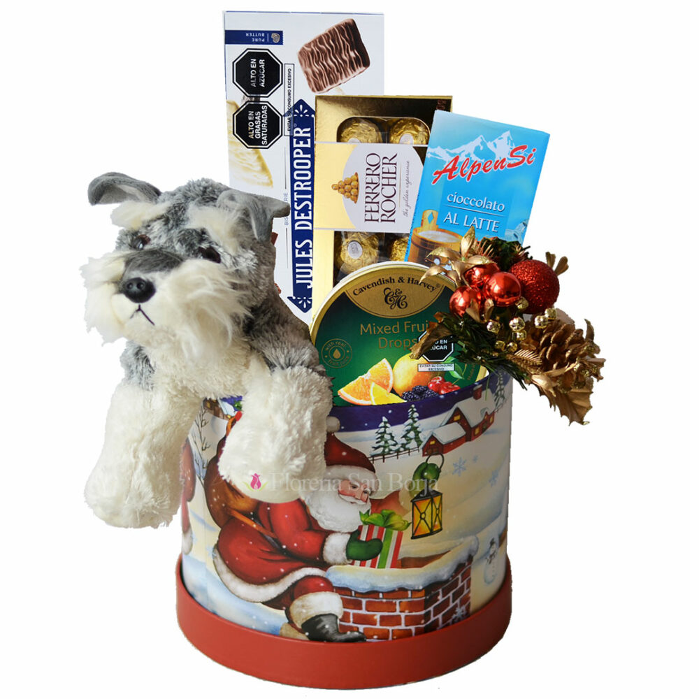 Christmas Gourmet Cylindrical Box - Schnauzer