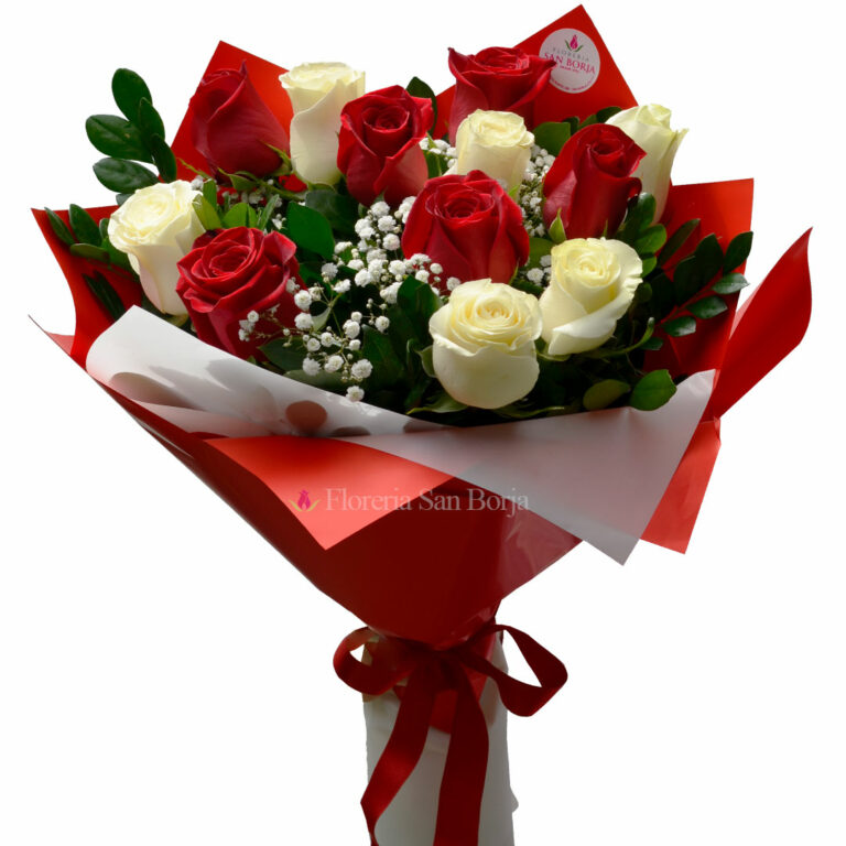 La Rojiblanca Bouquet Wrapped 12 roses Floreria San Borja