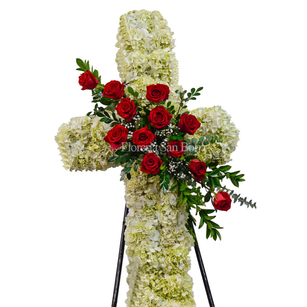 Cruz de defunción con 12 rosas - D55 Cruz de defunción con 12 rosas - D55