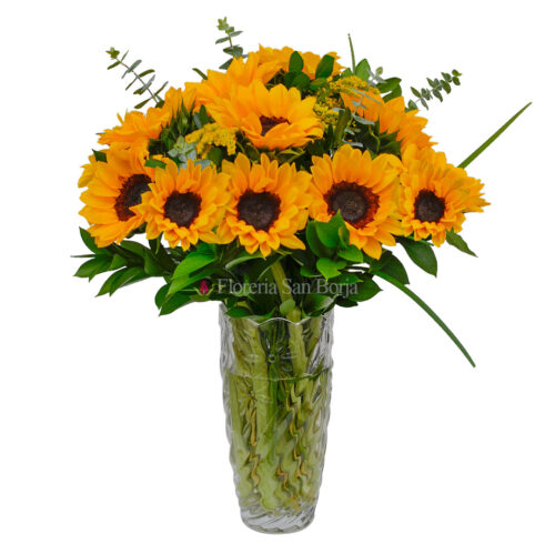 Florero vidrio grueso Sunflower for You - 15 girasoles