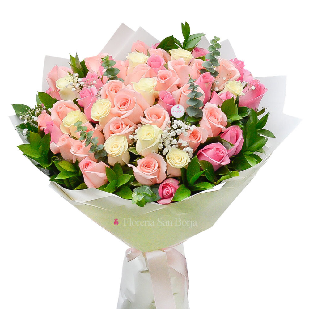 Ramo Barbie con 50 rosas Ramo con 24 rosas multicolor