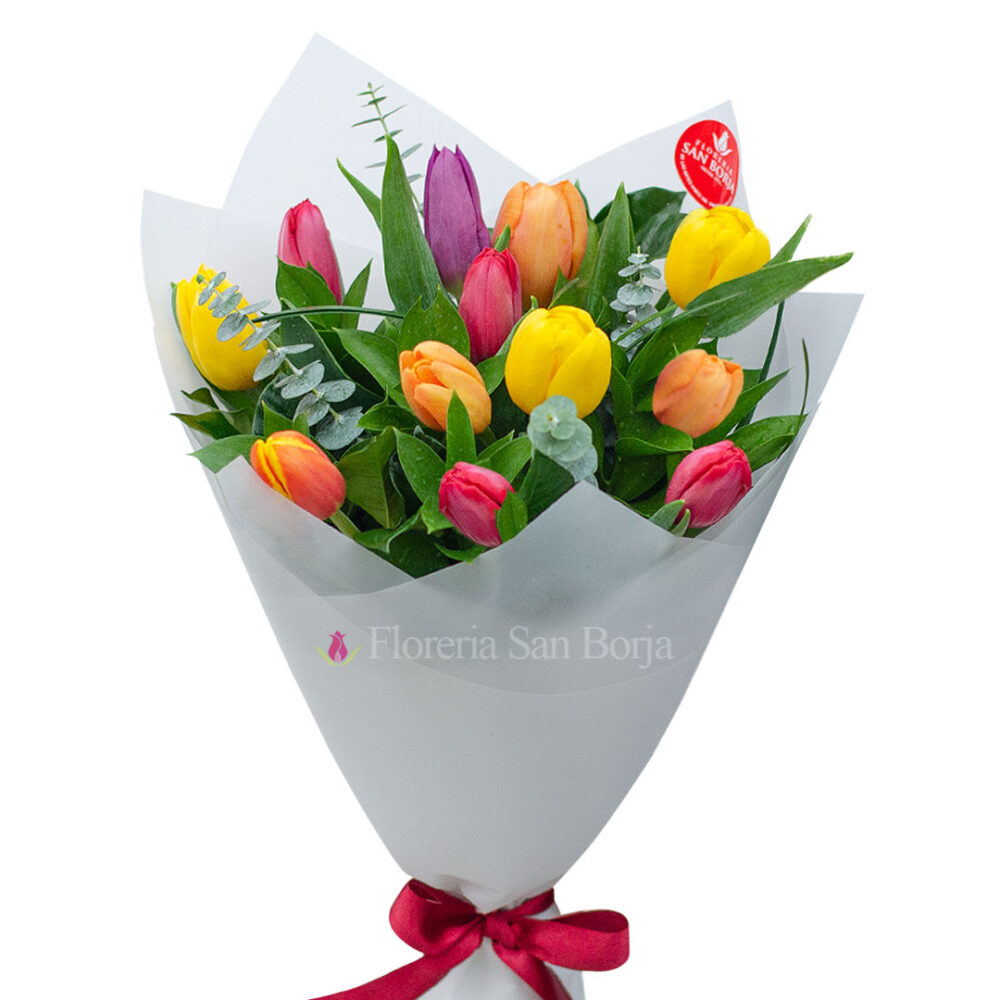 Ramo 12 Tulipanes Multicolor Ramo 12 Tulipanes Multicolor