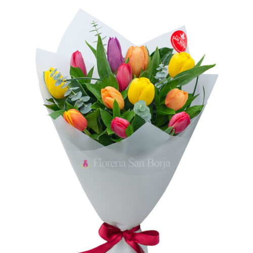 Ramo 12 Tulipanes Multicolor