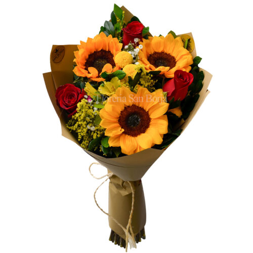 Ramo Sunflowers with Red Roses