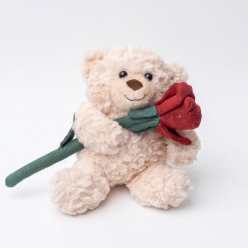 Oso Mediano Con Rosa Roja
